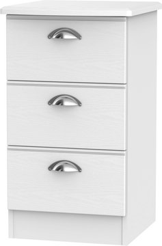Victoria bedside cabinet - 3 drawer - white