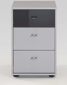 Tokio bedside cabinet - 3 drawer - white - silver handle