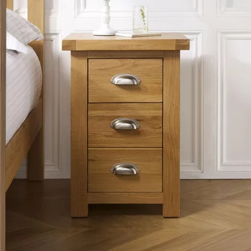 Woburn tall bedside cabinet - 3 drawer - rustic oak