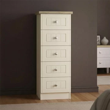 Vienna chest - 5 drawer - narrow - cream