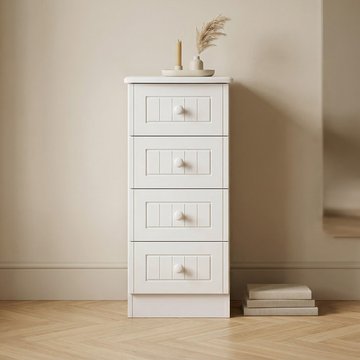 Warwick chest - 4 drawer - narrow - white