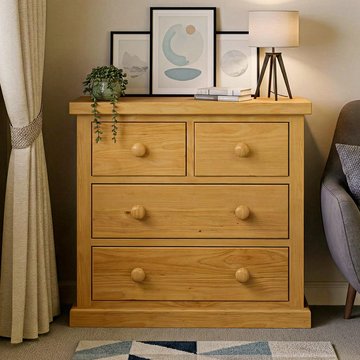 Churchill waxed pine 2+2 drawer chest