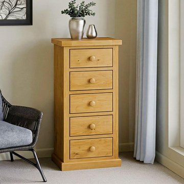 Churchill chest - 5 drawer - tall - waxed pine