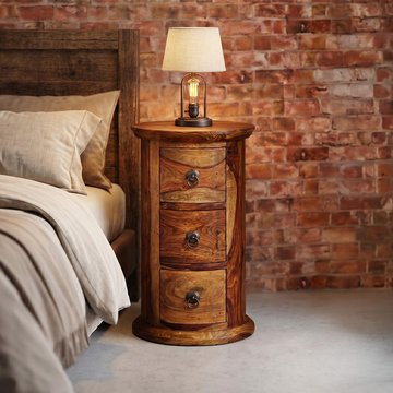 Jali chest - 3 drawer - narrow - drum - sheesham wood
