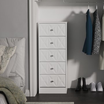 San jose chest - narrow - 5 drawer - white
