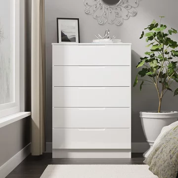 Milan chest - 5 drawer - white gloss