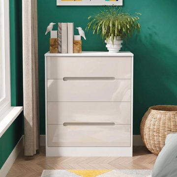 Monaco chest - deep - 4 drawer - cashmere gloss and white