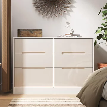 Monaco chest - midi - 6 drawer - cashmere gloss and white