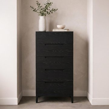Orchid narrow chest - 5 drawer - wenge black - wood