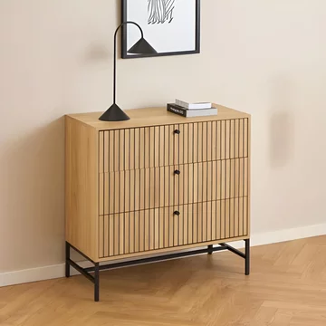 Albany chest - 3 drawer - ribbed oak