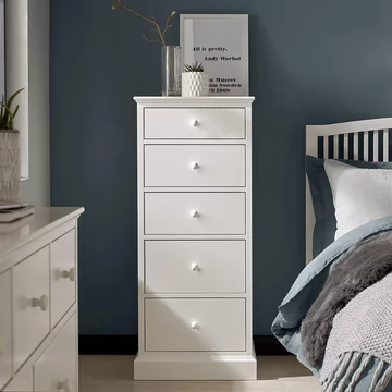 Ashby white tall chest - 5 drawer
