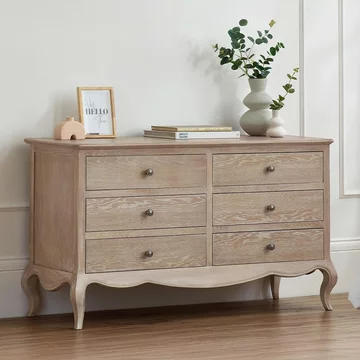 Camille chest - 6 drawer - wide - french style - oak