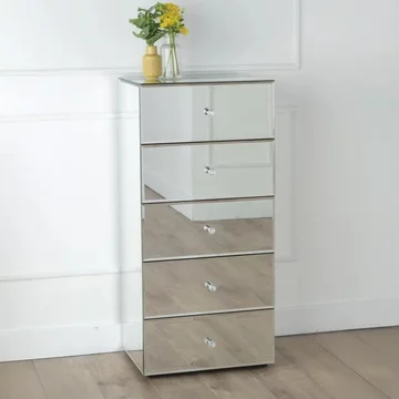 Chelsea narrow chest - 5 drawer - mirrored