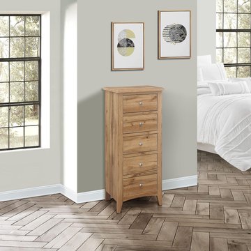 Hampstead tall chest - 5 drawer - rustic oak
