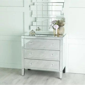 Clearance - lucia small chest - 3 drawer - mirrored