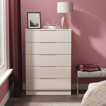 Milan chest - 5 drawer - cashmere gloss
