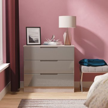 Milan chest - small - 3 drawer - grey gloss and grey oak