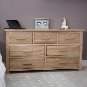 Opus chest of drawers - 4+3 drawer - wide - oak