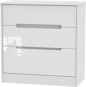 Monaco chest - deep - 3 drawer - white gloss