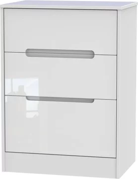 Monaco chest - deep midi - 3 drawer - white gloss