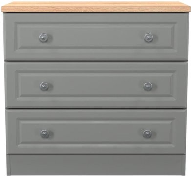 Norfolk chest - small - 3 drawer - grey and oak