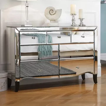 Palermo wide chest - mirrored - multi drawer