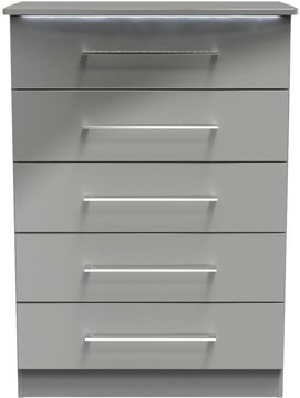 Paris chest - 5 drawer - grey gloss