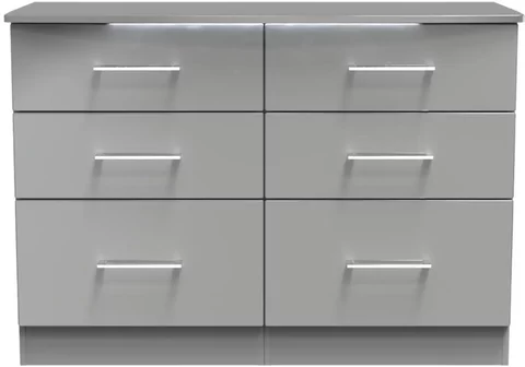Paris chest - midi - 6 drawer - grey gloss
