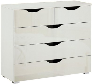 Arnstein chest - 3+2 drawer - alpine white & white high gloss