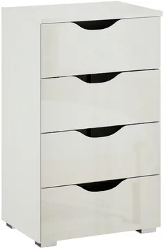 Arnstein narrow chest - 4 drawer - alpine white & white high gloss