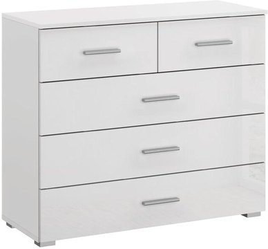 Elegant4you chest - 3+2 drawer - alpine white & white high gloss