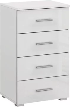 Elegant4you narrow chest - 4 drawer - alpine white & white high gloss