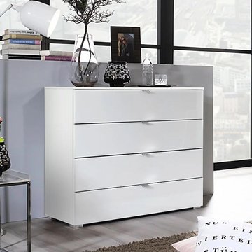 Erimo chest - 4 drawer - alpine white & crystal white glass