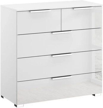 Miramar chest - 3+2 drawer - alpine white & crystal white glass