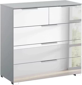 Miramar mirrored chest - 3+2 drawer - silk grey