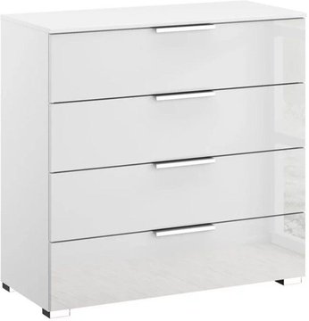 Miramar chest - 4 drawer - alpine white & crystal white glass