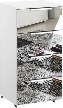 Miramar mirrored narrow chest - 4 drawer - alpine white