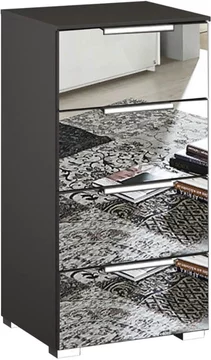 Miramar mirrored narrow chest - 4 drawer - graphite