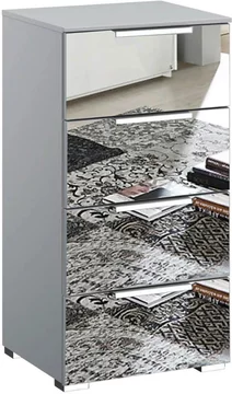 Miramar mirrored narrow chest - 4 drawer - silk grey