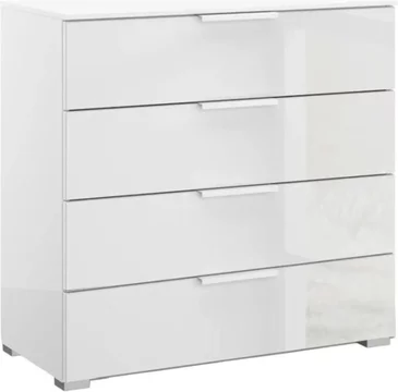 Skat meridian chest - 4 drawer - alpine white & crystal white glass