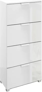 Skat meridian chest - 4 drawer - narrow - alpine white & crystal white glass