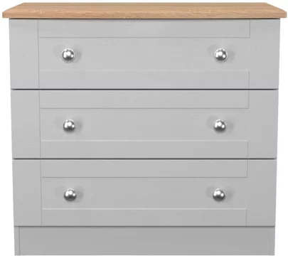 Sussex small chest - 3 drawer - grey and oak