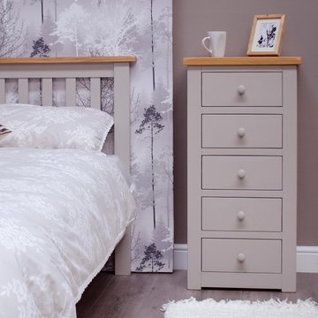 Diamond painted chest of drawers - 5 drawer - tall