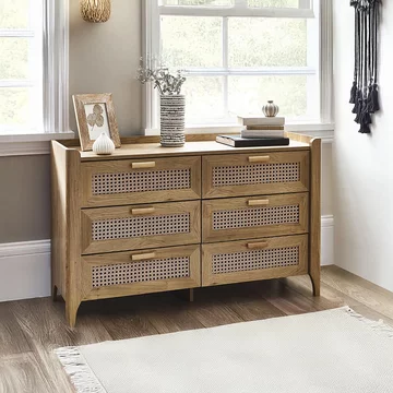 Sydney chest - 6 drawer - wide - faux rattan