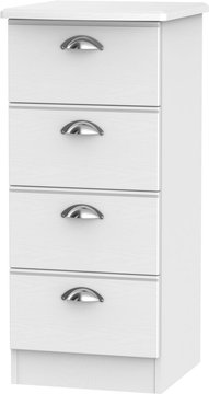 Victoria chest - 4 drawer - narrow - white