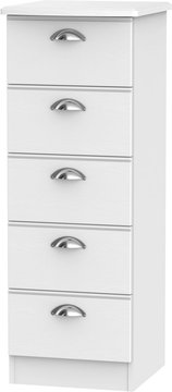 Victoria chest - 5 drawer - narrow - white