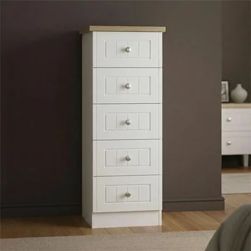 Vienna chest - 5 drawer - narrow - porcelain
