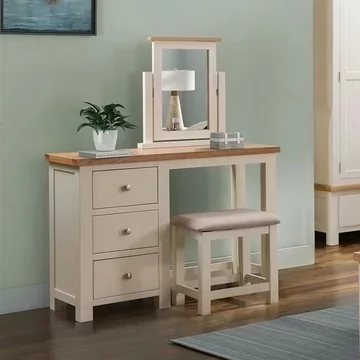 Lundy dressing table - 3 drawer with stool - ivory painted