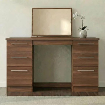 Sherwood double dressing table - 6 drawer - walnut