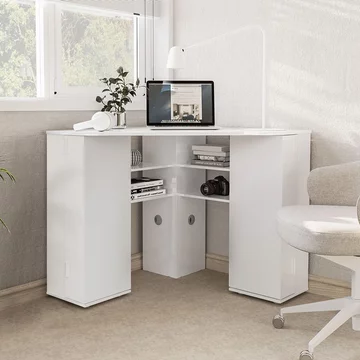 Olivia corner dressing table - 2 door - white